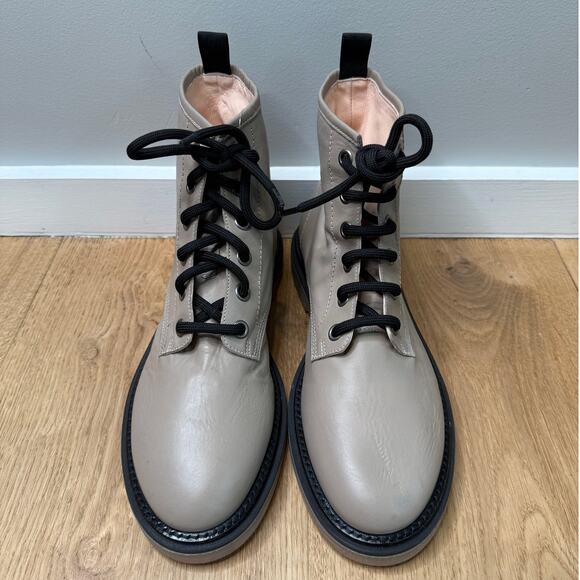 NEW AGL Attilio Giusti Leombruni Moreen Lace-Up Gray Leather Ankle Combat Boots - Picture 3 of 10